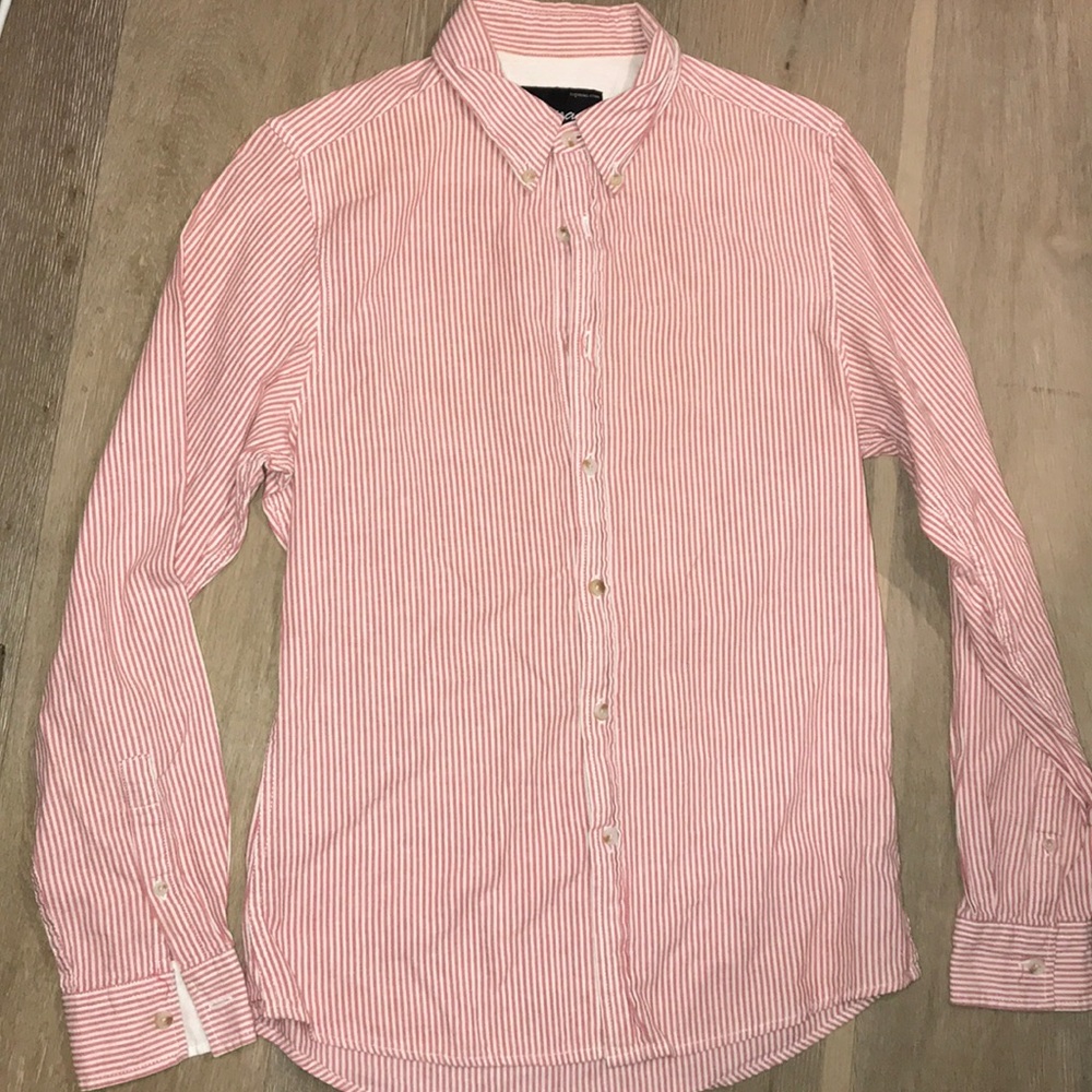 Red seersucker shirt